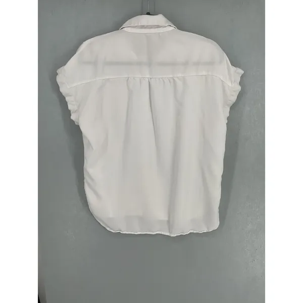 Quince Womens Button Down Shirt White Tencel Lyocell Short Sleeve XS - Image 3