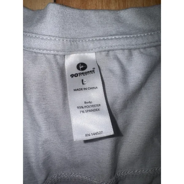 90 Degree By Reflex Women's Gray V Neck Short Sleeve Activewear T‎ Shirt Size L - Image 2