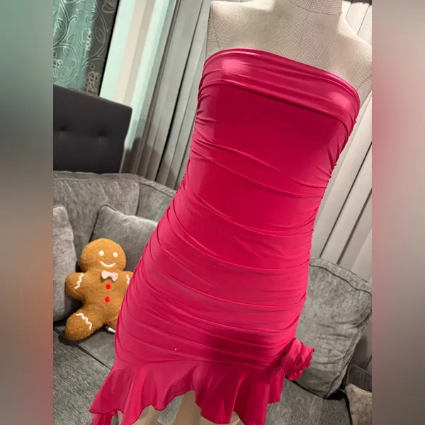 🍒BUNDLE 2 ITEMS FOR $8✨ 🌸AMTIOUS wrap chest bodycon dress ✨ Pink Size M - Image 8