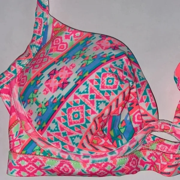 NWT Coco‎ Rave 32 B/C halter push-up bikini top bright ruched - Image 2