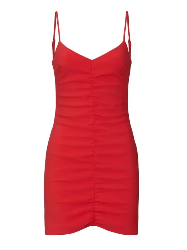 LIKELY Charla Ruched Bodycon Sleeveless Spaghetti Strap Mini Dress Red‎ Size 4 - Image 4