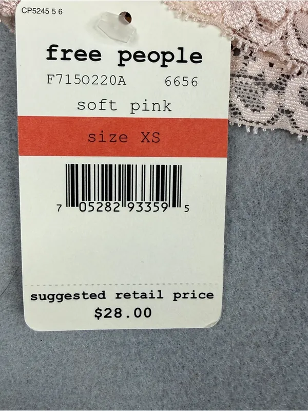Free People Intimately Lace Bandeau Bralette XS Soft Pink NWT - Image 3