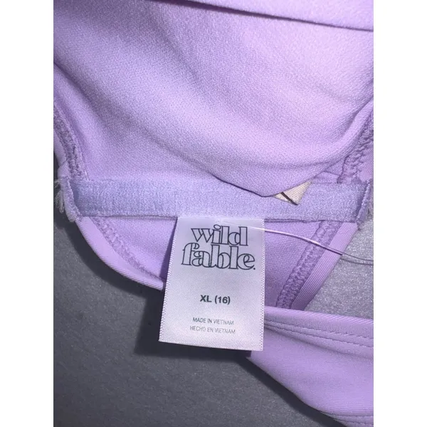 Wild Fable Lilac Purple Halter Bikini Top XL 16 Longline V-Neck Swimwear NWT - Image 6