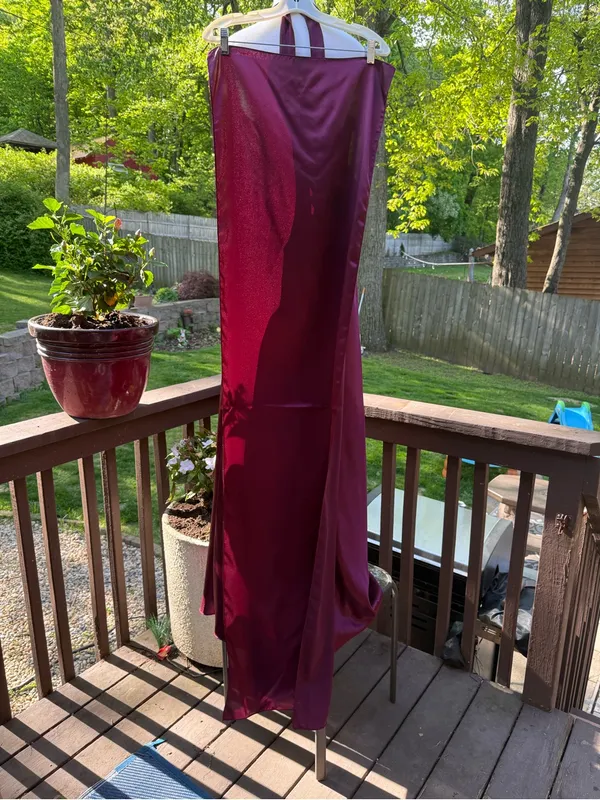 Aspeed Women's Formal Tube Dress Burgundy Satin XL X-Large - Image 7