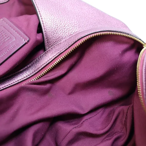 Coach Hallie Pebble Leather Shoulder Bag Metallic Berry F80271‎ Hobo Redefined - Image 8