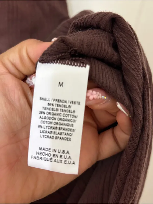 Vitamin A West Ribbed Brown Midi Tank Dress Size M Side Slit - Image 5