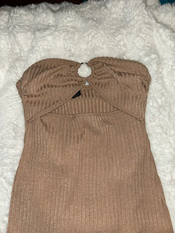 SheIn Brown Knit Halter Top Dress - Image 3
