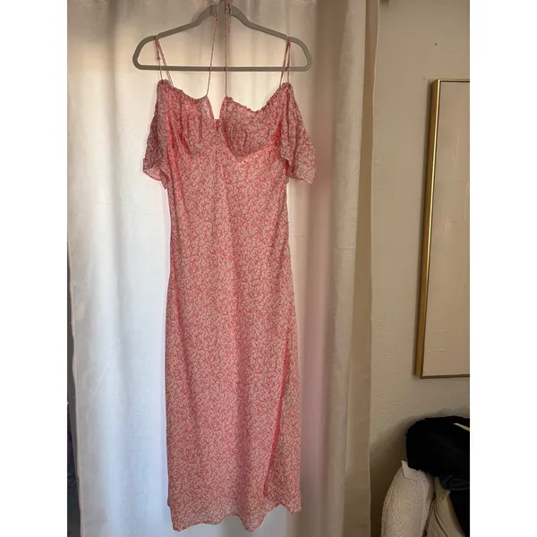 Faithfull The Brand NEW Menton Midi‎ Dress In Micro Calla Vermillion Size 6 - Image 2