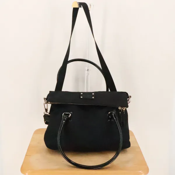 Kate Spade Nylon Satchel Bag Womens Black Crossbody Fold Over Minimalist Travel - Image 2