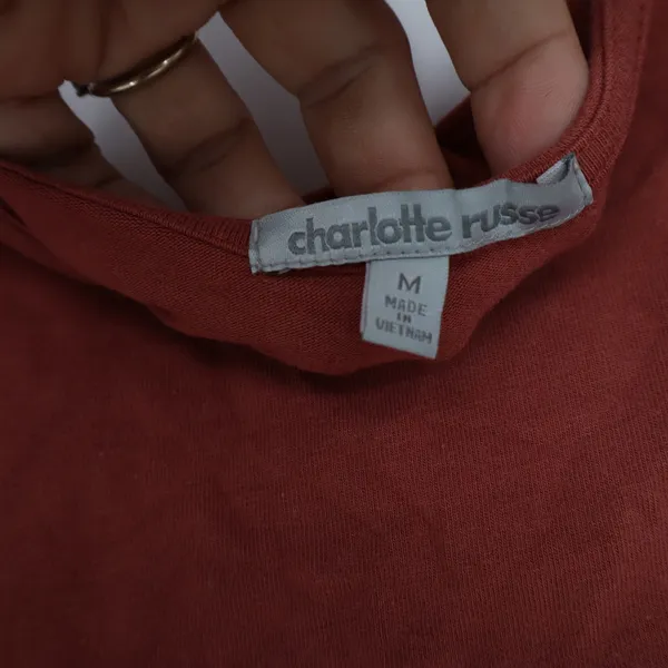 Charlotte Russe Terracotta Rust Cutout Back Long Sleeve Crop Top Medium - Image 2