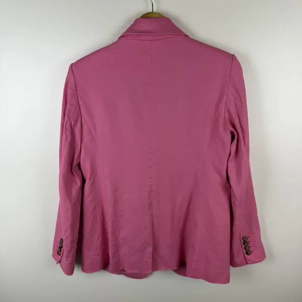 Ann Taylor Pink Linen Blend Single Button Blazer Jacket Size 2 Preppy Office - Image 4