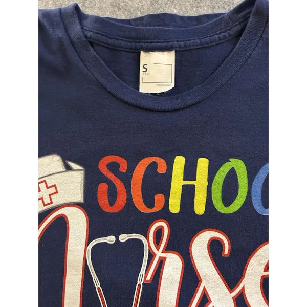 Primary Colorful Navy Elementary School Nurse Graphic Tee S, Back To School - Image 6