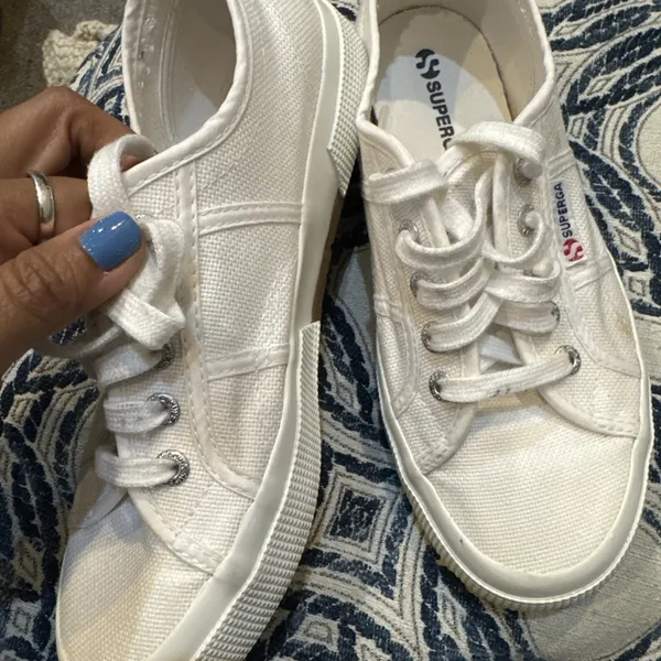 Superga 2750 Cotu White Canvas Sneakers Low Top Classic Womens 7.5 EU‎ 38 - Image 6