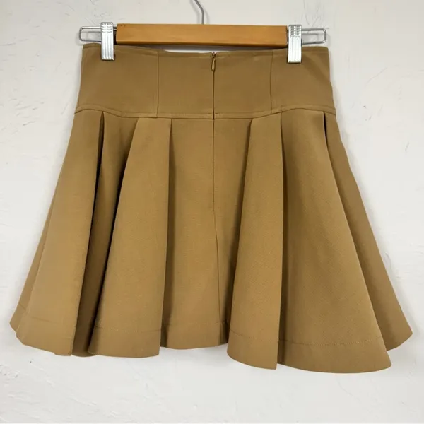 Boho Studio Tan Pleated Mini Skirt Womens S Skort School Girl Preppy Academia - Image 10