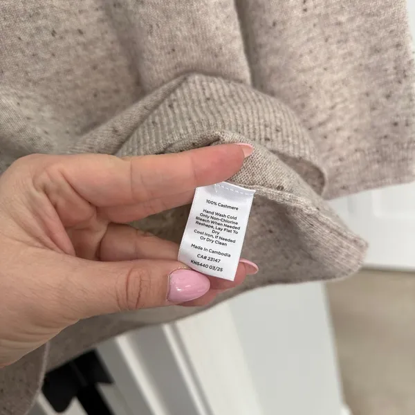 Talbots‎ AUDREY CASHMERE SWEATER DONEGAL cream oatmeal Heather - Image 4