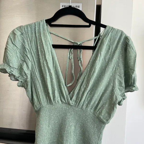 South Moon Under - A Love Like You- Green V neck white polka dot dress - Image 7