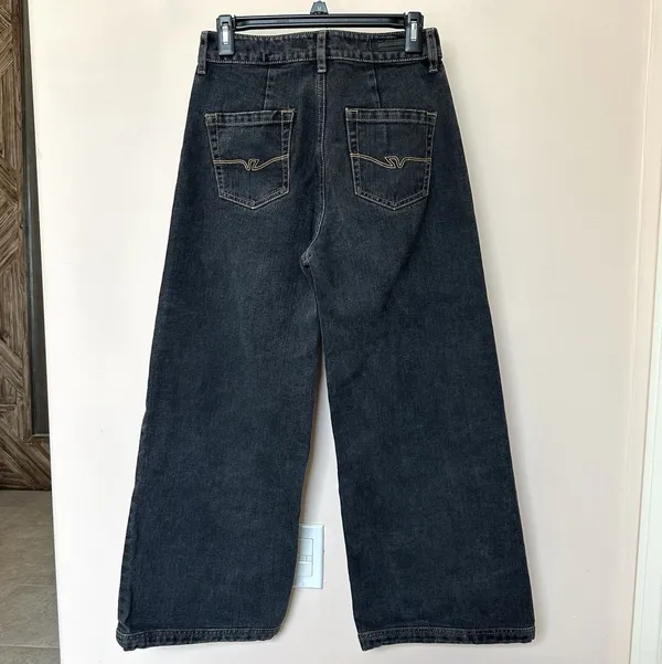 Velez Wide Leg Jeans Women’s 6 Washed Black Y2K Grunge Skater Streetwear Goth - Image 3