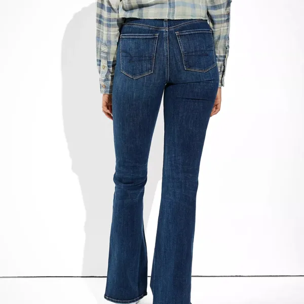 American Eagle Outfitters Super High Waisted Split Hem Flare & Wide Leg Jeans - Image 2