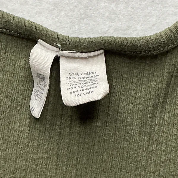 Tilly's Olive Green Ribbed Knit Crop Tank Top Womens Medium - Image 5