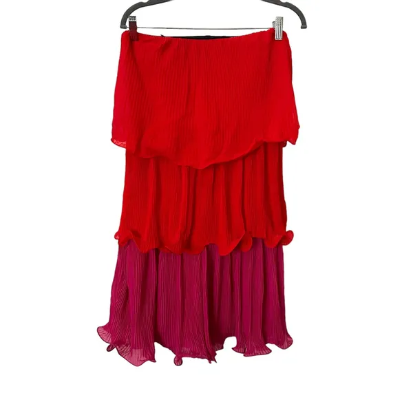 MILLY Sylvie Strapless Pleated Chiffon Dress NWT‎ Sz 4 - Image 2