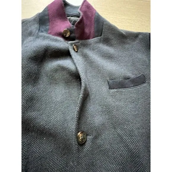 Ted Baker‎ London Blue Wool Sleeve Textured Coat Jacket Removable Collar Size 6 - Image 6