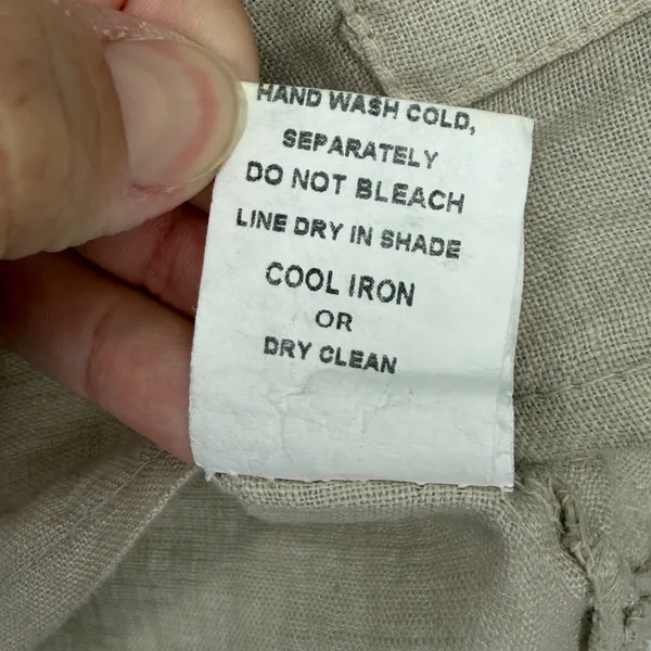 Francesca‎ Bettini 100% Linen Top Italy Beige Short Sleeve Pocket S Lagenlook - Image 5