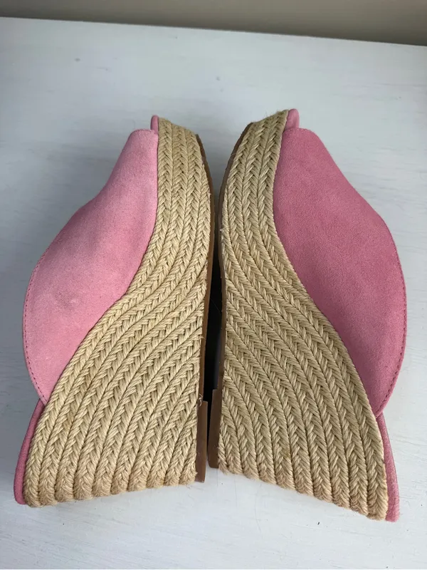 KATE SPADE Thea Wedge in Rococo Pink Sz 8 Suede Espadrille Feminine Girly - Image 3