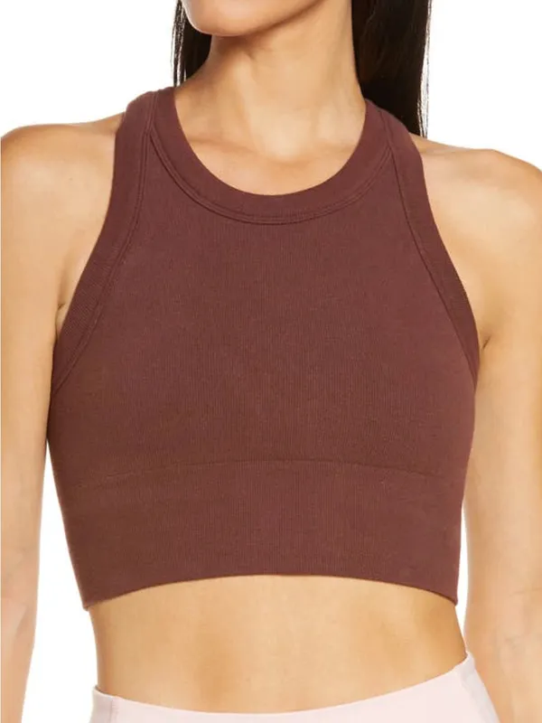 Alo Yoga Delight Seamless Knit Bra Tank Top Cherry Cola - Image 6