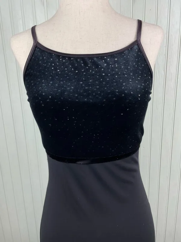Vintage Y2K Byer Too Sparkly Black Velvet Top Maxi Slip Dress Small Whimsigoth - Image 4