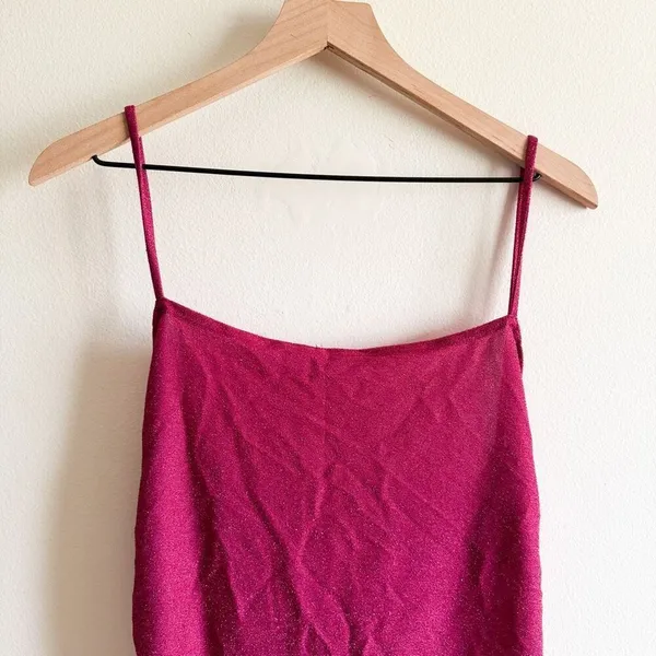 New Reformation Breslin Dress - Pink Sparkle Size XL - Image 4