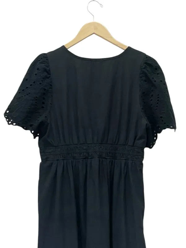 Baltic Born Annette Eyelet Tiered Midi Maxi Dress Black Sz L Puff Sleeve Cottage - Image 9