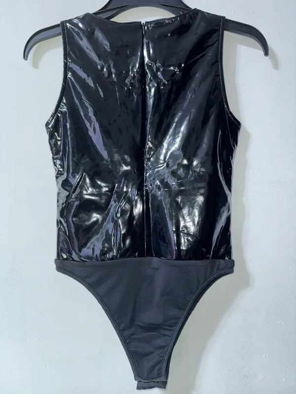 Oh Polly Plunge Neck Bodysuit Black - Image 3
