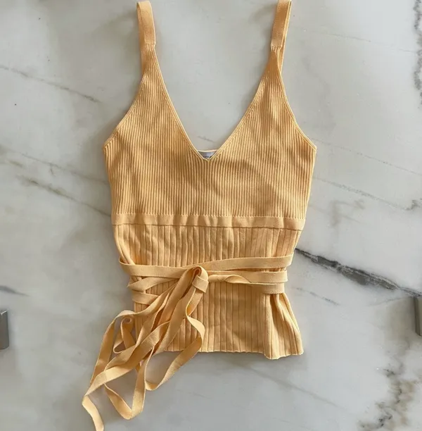 ZARA Strappy Knit Orange Top - Image 5