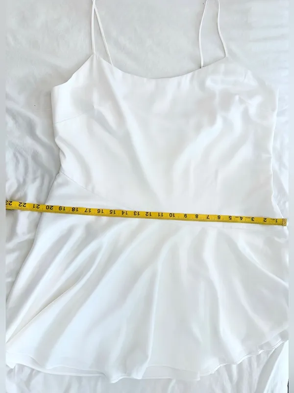 NWT Abercrombie & Fitch Asymmetrical Hem Mini Dress – White Satin – LP - Image 9