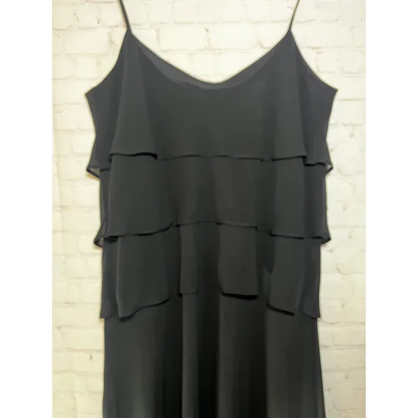 Vintage JOSEPH‎ RIBKOFF Black Tiered Chiffon Dress Y2K 90s Minimalist Formal 10 - Image 4