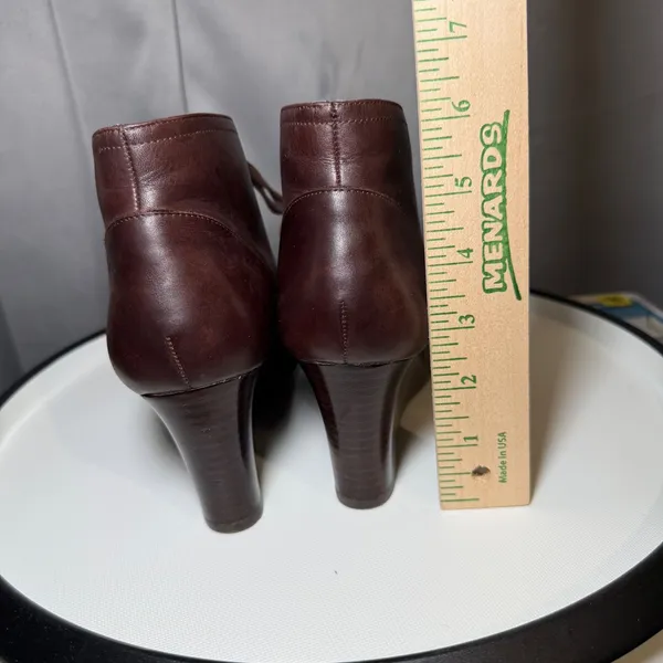 LRL Dark Academia Tamia Wedge‎ Booties 7B Brown Leather Lace Up Ankle Gothic - Image 7