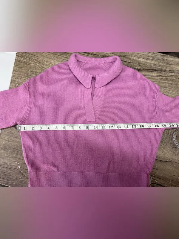 Lululemon Collared Merino Wool-Blend Sweater Dahlia Mauve SZ medium - Image 3