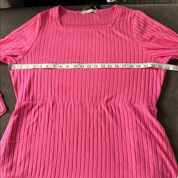 Women’s Fantaslook Pink Square Neck Long Sleeve Babydoll Sweater Dress Size XL - Image 9