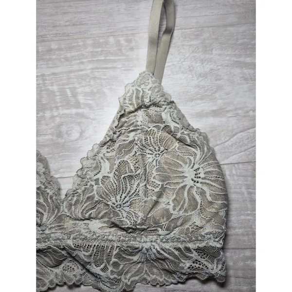 Aerie Lace Bralette - Light Gray Floral Lace Small Medium - Image 3