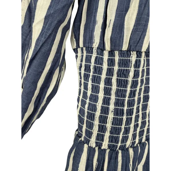 NWT Anthropologie Long Sleeve Sweetheart Midi Dress Blue Striped Size Small Boho - Image 12