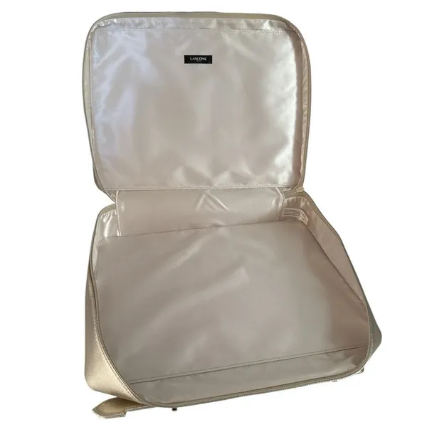 Lancome Cosmetic Makeup bag train case EUC Gold - Image 4