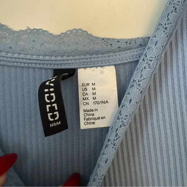 Medium H&M Ribbed Blue Body Con Dress - Image 2