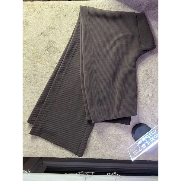 Lululemon Women's High-Rise Ribbed Softstreme Pants Size 12 Brown Flare - Image 6