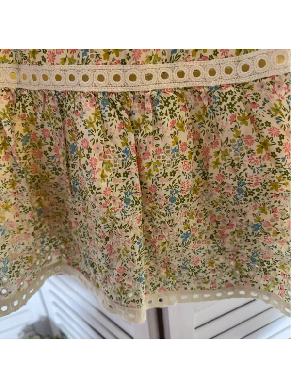 Vintage retro mini skirt floral eyelet lace fairy coastal cowgirl boho festival - Image 14