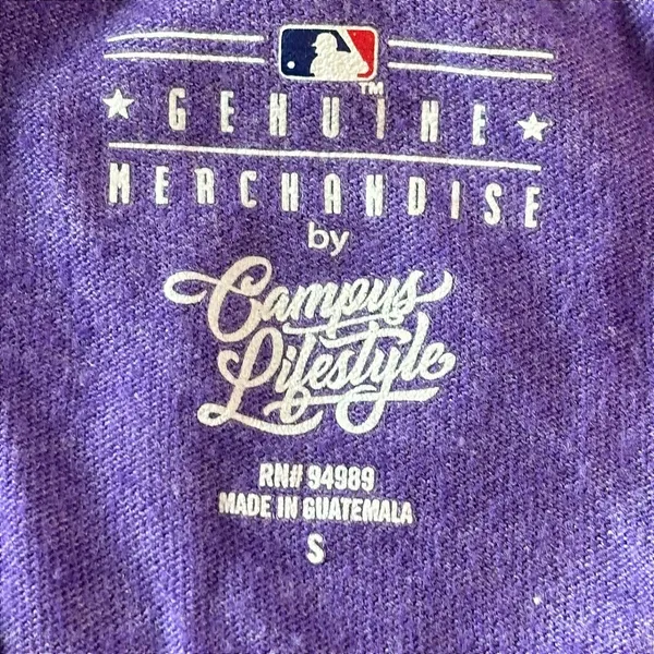 Campus Lifestyle Colorado Rockies MLB Purple V-Neck Graphic T-Shirt Womens Small - Image 4