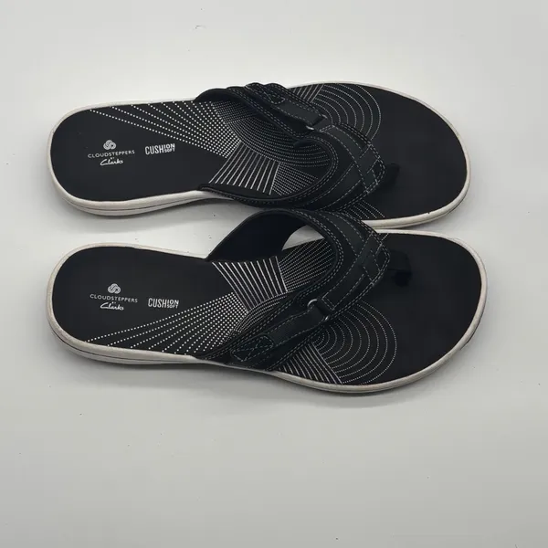 Clarks Cloudsteppers Arla Glitz Black Flip Flop Sandals Womens Size 10 - Image 6