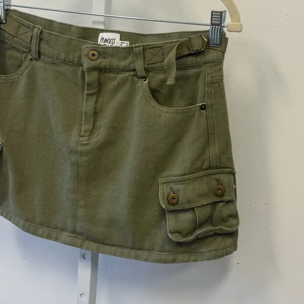 Princess Polly Olive Green Cargo Mini Skirt Cotton Utility Size 6 Streetwear - Image 3