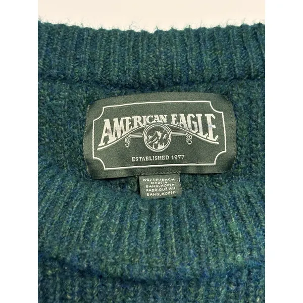 American Eagle Womens Green Knit Sweater Medium Crewneck Soft Casual Pullover - Image 2