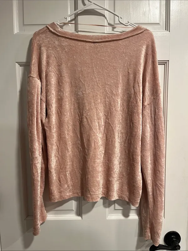 We the Free Milan Crushed Velvet Top in Pink Size Small - Image 8