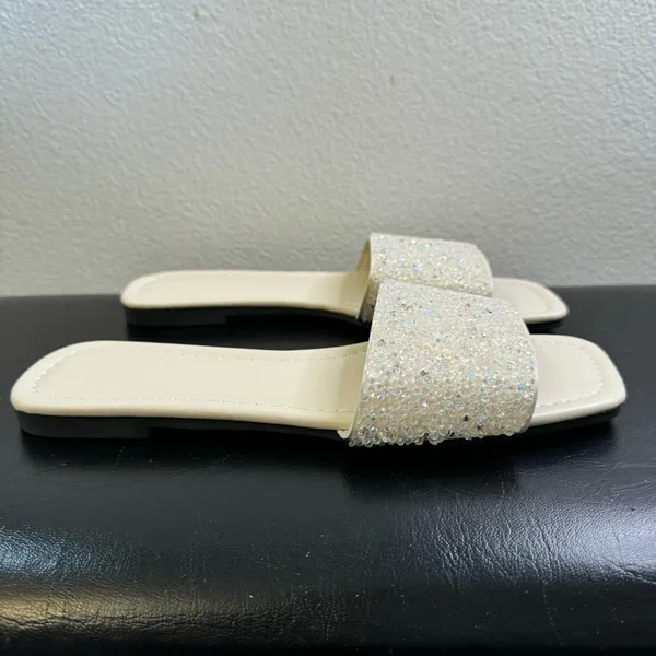 New. Elegant white Beaded Women's Casual Slide Sandals– Comfortable - Image 4